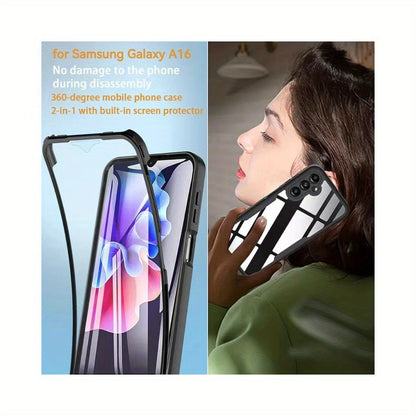 A Comprehensive Protective Case That Covers 360 Degrees, Featuring a Seamless Design for Both Front And Back Screens, Offering Transparent Dual-Sided Protection, Compatible with Samsung Galaxy A15, A16, A55, S25, S25PLUS, And