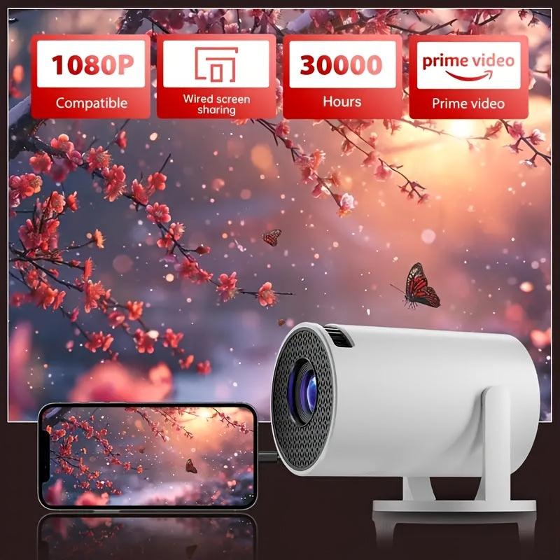 Compact HD Mini Projector - High Brightness LED, 1080P Support, Compatible with Smartphones/Tablets/Laptops/TV Sticks, Adjustable 180° Projection Angle, EU Plug, Wireless Screen Sharing up to 30,000 Hours