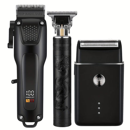 3pcs/1set Professional Hair and Beard Beauty Kit Including Electric Shaver and T-shaped Blade Trimmer Professional, Precision Trimmer Set, Men's Hair Clipper and Trimmer Set Very Suitable for Personal Use