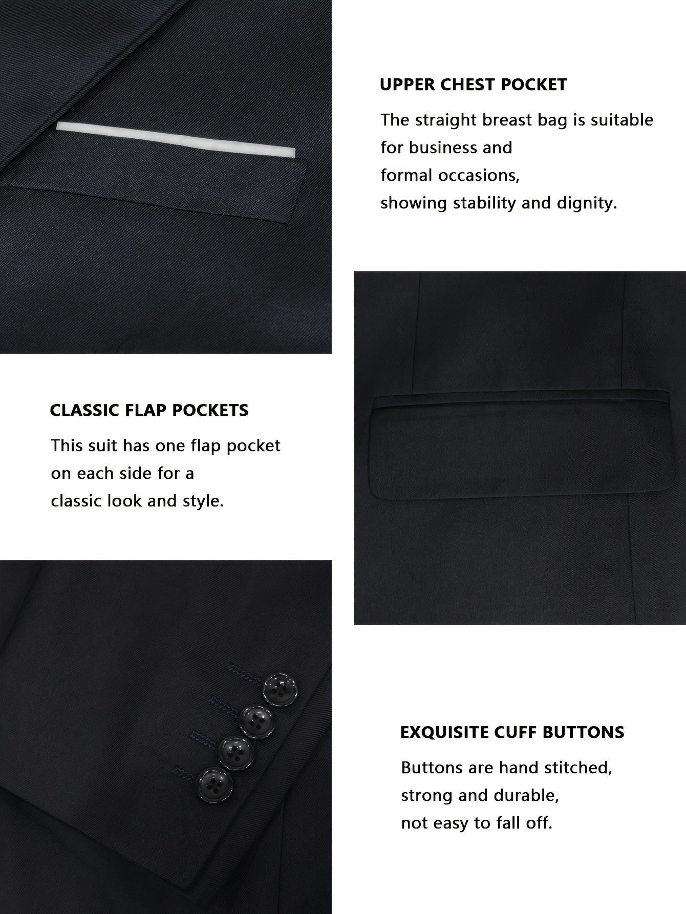 Men's Casual Business Professional Suit Two-piece Suit with Unopened Pockets for Valentine's Day and Wedding