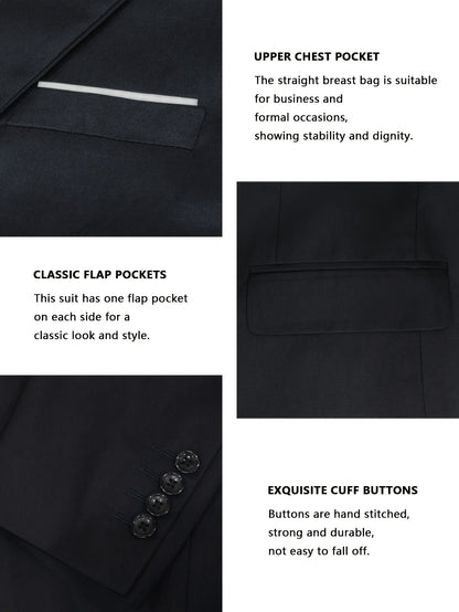 Men's Casual Business Professional Suit Two-piece Suit with Unopened Pockets for Valentine's Day and Wedding