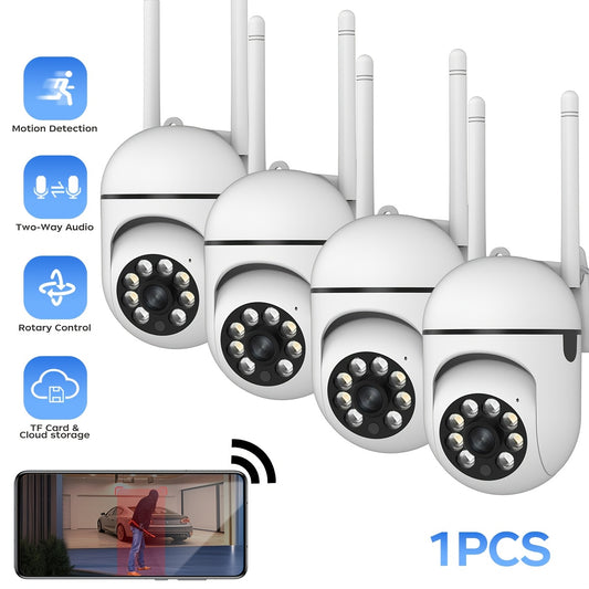 1080P Full HD Night Vision Security Camera - Wireless Wi-Fi, 355° Pan/Tilt, Intelligent Motion Detection, Two-Way Audio, Push Notifications for Home Security Alerts