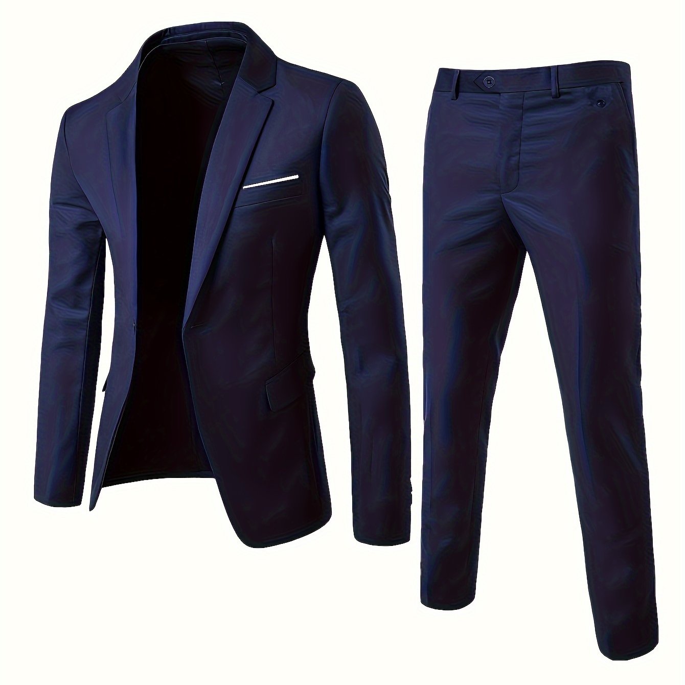 Men's Casual Business Professional Suit Two-piece Suit with Unopened Pockets for Valentine's Day and Wedding