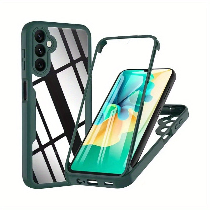 A Comprehensive Protective Case That Covers 360 Degrees, Featuring a Seamless Design for Both Front And Back Screens, Offering Transparent Dual-Sided Protection, Compatible with Samsung Galaxy A15, A16, A55, S25, S25PLUS, And