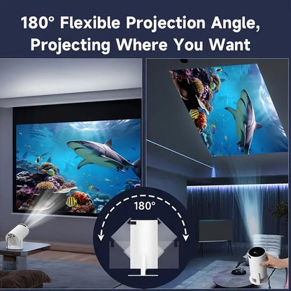 Compact HD Mini Projector - High Brightness LED, 1080P Support, Compatible with Smartphones/Tablets/Laptops/TV Sticks, Adjustable 180° Projection Angle, EU Plug, Wireless Screen Sharing up to 30,000 Hours