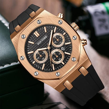 Men's Sports Watch Chronograph Silicone Strap Men's Fashion Waterproof Quartz Watch