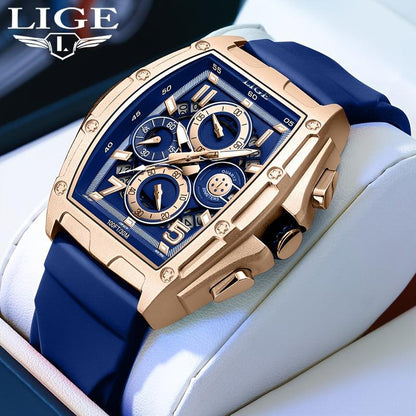 LIGE Premium Men's Quartz Watch Wine Cask Business Men's Watch Multi-function Calendar Chronograph Work Party Preferred Holiday Gift Zinc Alloy Watch In A Variety Of Colors