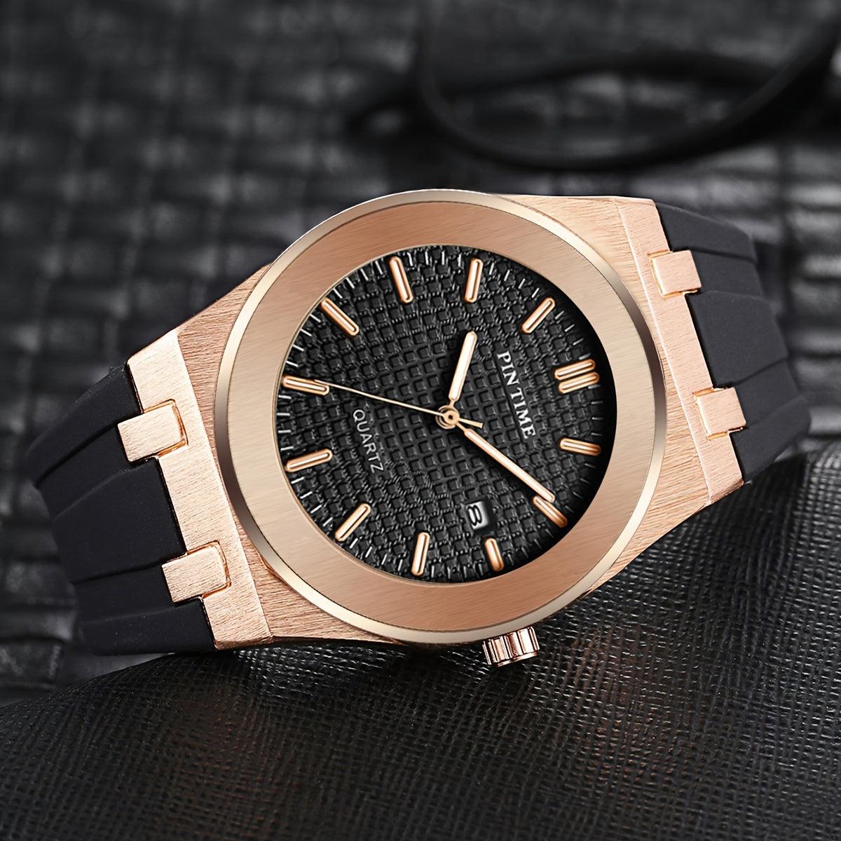 Men's Watch Business Sports Fashion Quartz Watch Calendar Analog Silicone Wrist Watch Date Watch