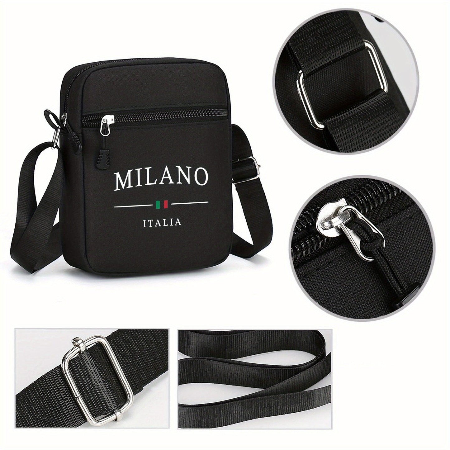 Fashionable Milan Italy Pattern Mini Oxford Crossbody Bag - 1pc Adjustable Shoulder Strap - Perfect Halloween Gift