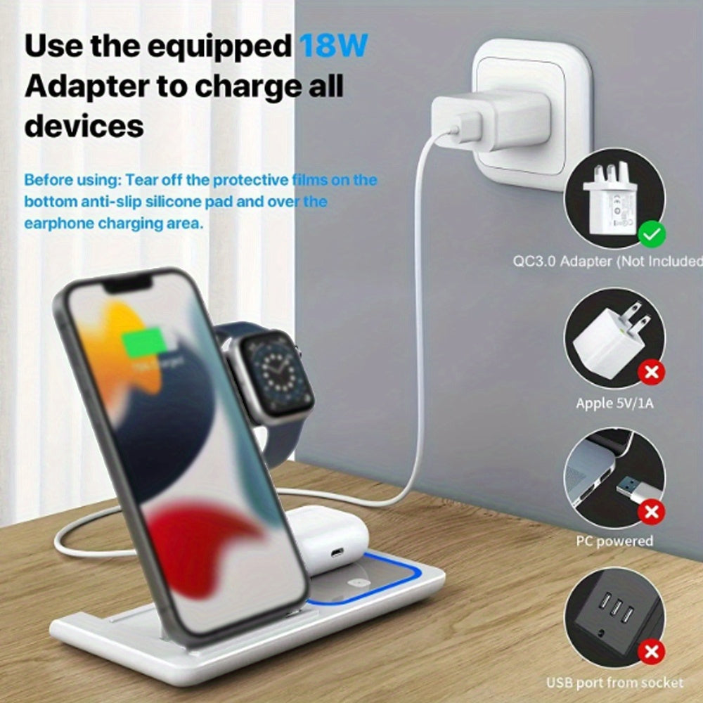 3-in-1 Wireless Charger for iPhone 12 13 14 15 16 Samsung Galaxy S24 Watch 6 pro/5/4/3 Active 1 2 Buds Pro Plus Fast Charging Station