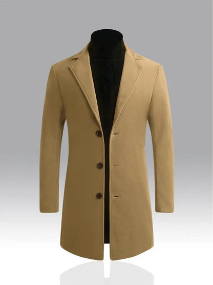 2025 Spring And Autumn Men'S Elegant Mid-Length Coat, Casual And Versatile, Single-Breasted Polyester, Suitable for Autumn/Winter Business Style, Loose Fit