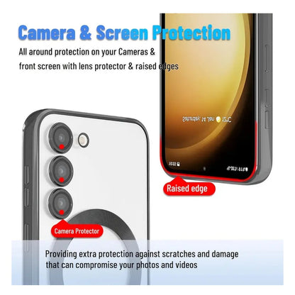 Luxury Wireless Charge Magnetic Case for Samsung Galaxy A16 A36 A06 A55 A35 A25 A15 A05S with Lens Protection Plating Clear Shockproof TPU Case