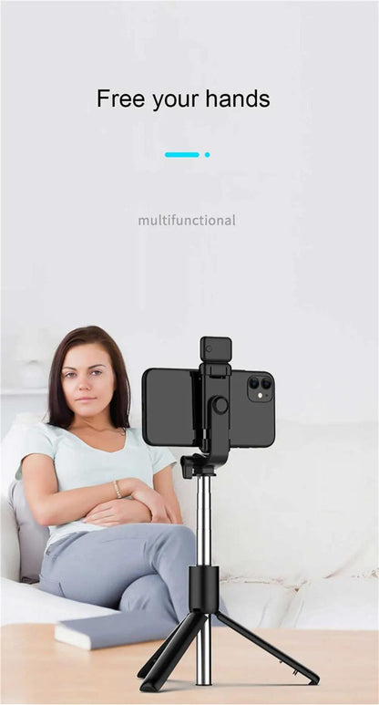 3 In 1 Selfie Stick Bluetooth Remote Tripod, Fill Light Foldable Bracket for Smartphones.