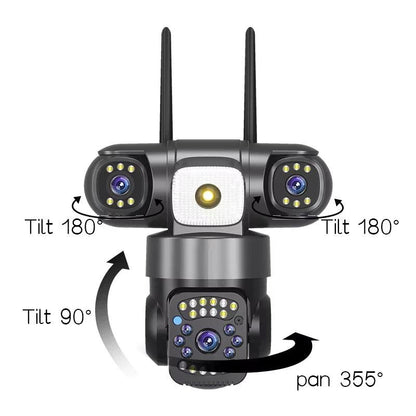 AIOOK V380 PRO Outdoor Camera WiFi HD 15MP Triple Lens Camera Waterproof Night Vision Two Way Intercom Mobile Tracking IP Camera