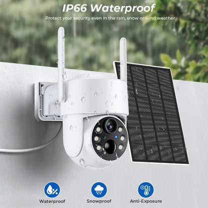 New WiFi PTZ Camera Outdoor Wireless Solar IP Camera 4MP HD Built-in Battery Video Surveillance Camera Long Time Standby iCsee