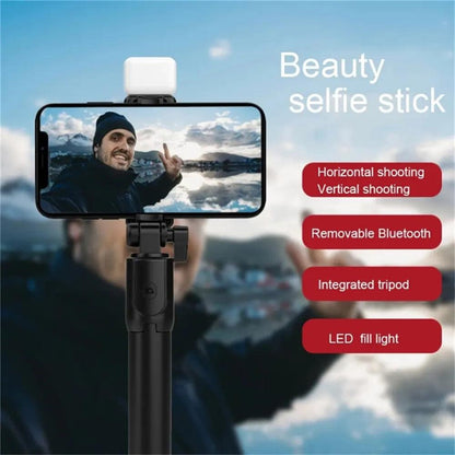 3 In 1 Selfie Stick Bluetooth Remote Tripod, Fill Light Foldable Bracket for Smartphones.