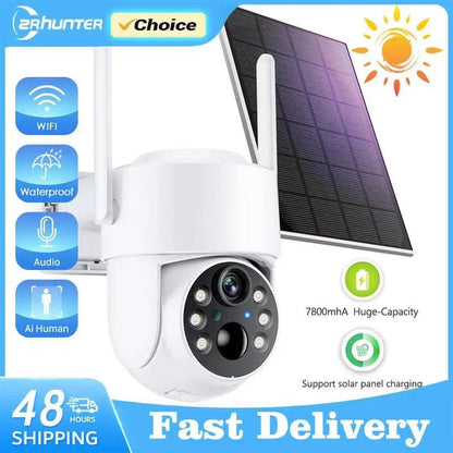 New WiFi PTZ Camera Outdoor Wireless Solar IP Camera 4MP HD Built-in Battery Video Surveillance Camera Long Time Standby iCsee