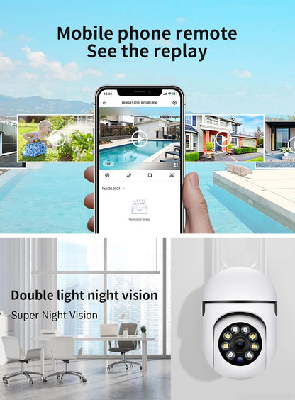 Bulb Surveillance Camera Night Vision Full Color Automatic Human Tracking Home Panoramic Wifi E27 Video Security Monitor Camera