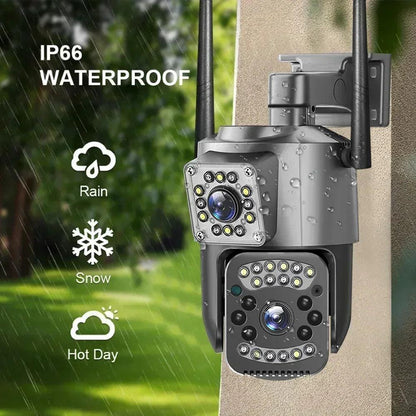 Dual Lens 4G IP Camera 8MP WiFi Camera Wireless Full Color Night Vision 8X Digital Zoom CCTV Outdoor Surveillance Waterproof Cam