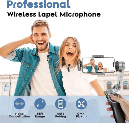 Professional Wireless Lavalier Lapel Microphone for iPhone Android Recording Mic for Interview Video Podcast Vlog YouTube