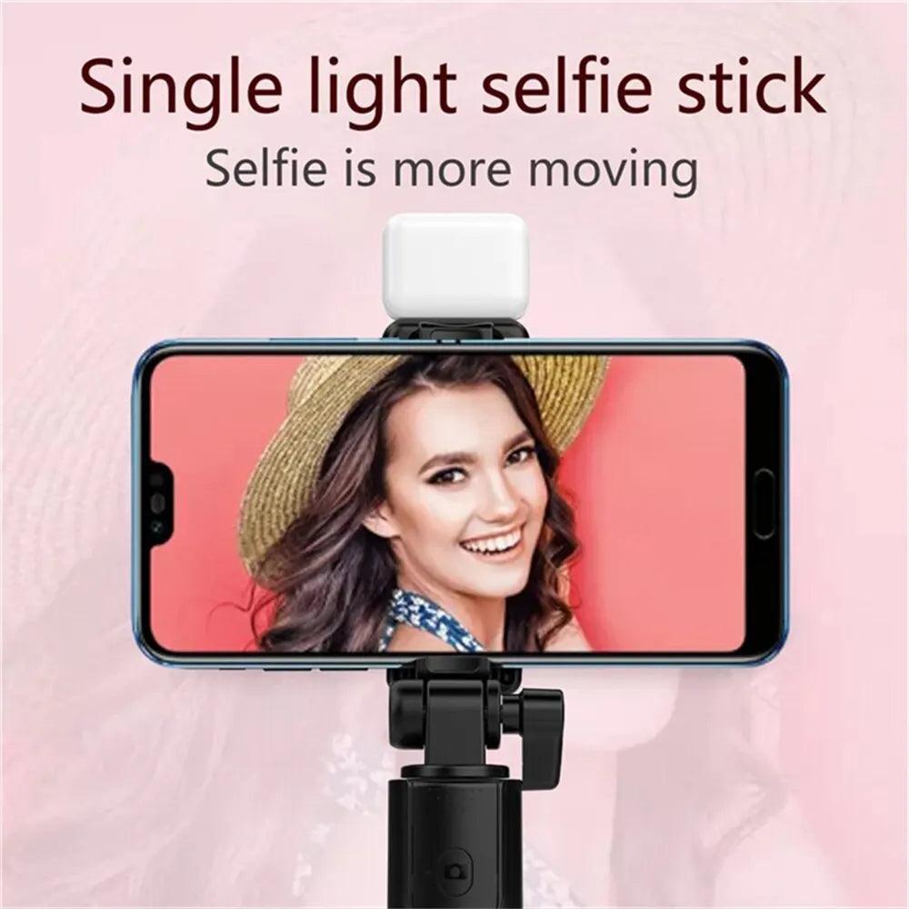 3 In 1 Selfie Stick Bluetooth Remote Tripod, Fill Light Foldable Bracket for Smartphones.