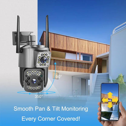 Dual Lens 4G IP Camera 8MP WiFi Camera Wireless Full Color Night Vision 8X Digital Zoom CCTV Outdoor Surveillance Waterproof Cam