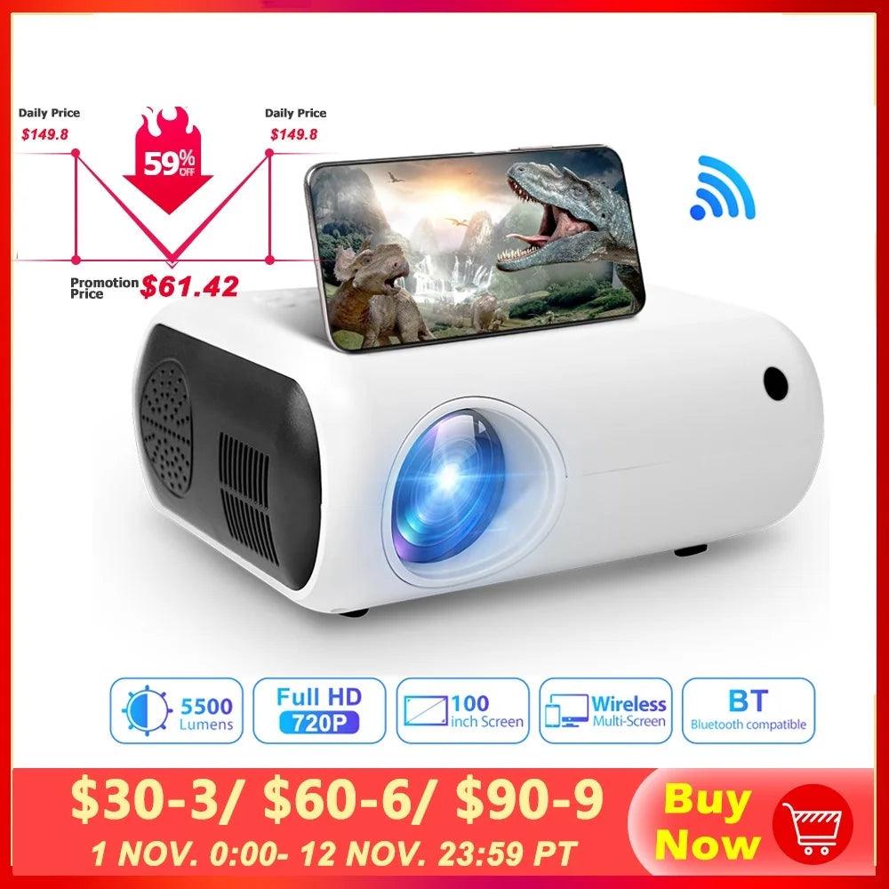 Top! Mini WIFI Projector for Home For HD 1080P 5500-Lumen Bluetooth-compatible Video Projector Smart Home Beamer Cinema PG400