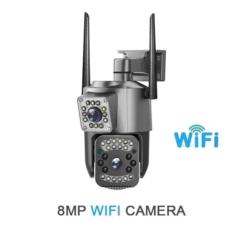 Dual Lens 4G IP Camera 8MP WiFi Camera Wireless Full Color Night Vision 8X Digital Zoom CCTV Outdoor Surveillance Waterproof Cam