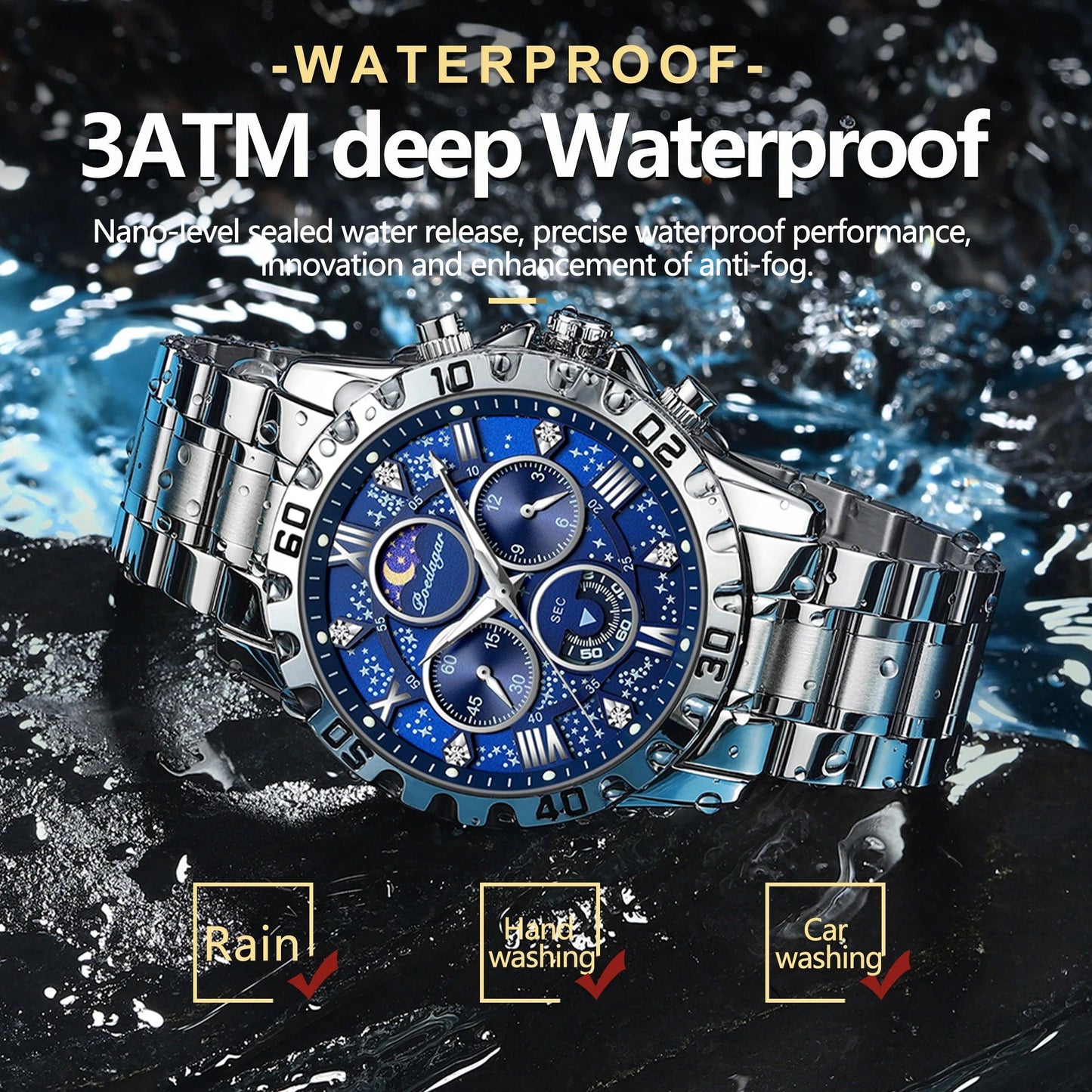 POEDAGAR Luxury Military Watch for Men Sport Quartz Man Wristwatch Waterproof Luminous Chronograph Stainless Steel Men's Watches