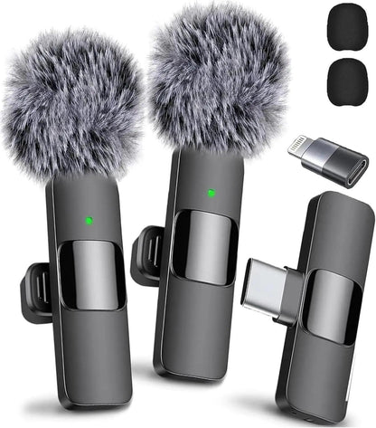 Professional Wireless Lavalier Lapel Microphone for iPhone Android Recording Mic for Interview Video Podcast Vlog YouTube