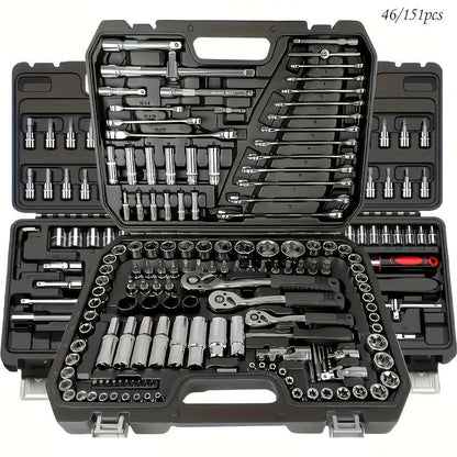 3pcs Premium Automotive Tool Set, 46/53/150pcs Upgrade, Multi-Functional Maintenance Kit for Cars, Motorcycles, and Industrial Equipment, Home Repair Toolbox, No Battery Required