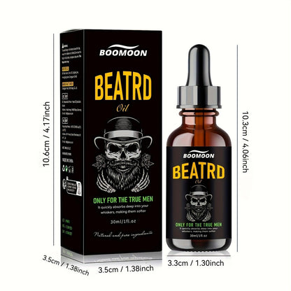 30ml BOOMOON Beard Oil, Moisturizing & Cleaning Formula, Jojoba & Rose Hip Seed Oil, Paraben Free, for Soft & Shiny Beard, with 1 Liquid Oz