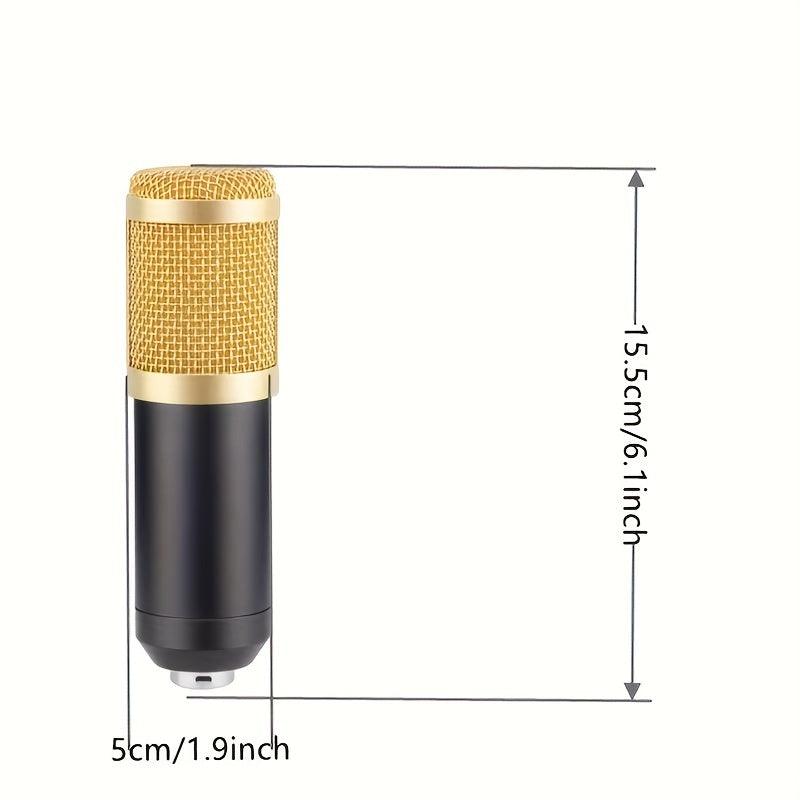 USB/Battery Powered BM800 Condenser Microphone 1pc, V8s Audio Interface with All-in-One Live Sound Card, 3.5mm Jack Connector, Volume Control, Rechargeable Lithium Battery, PP Material, for Recording, Broadcasting, Live Strea