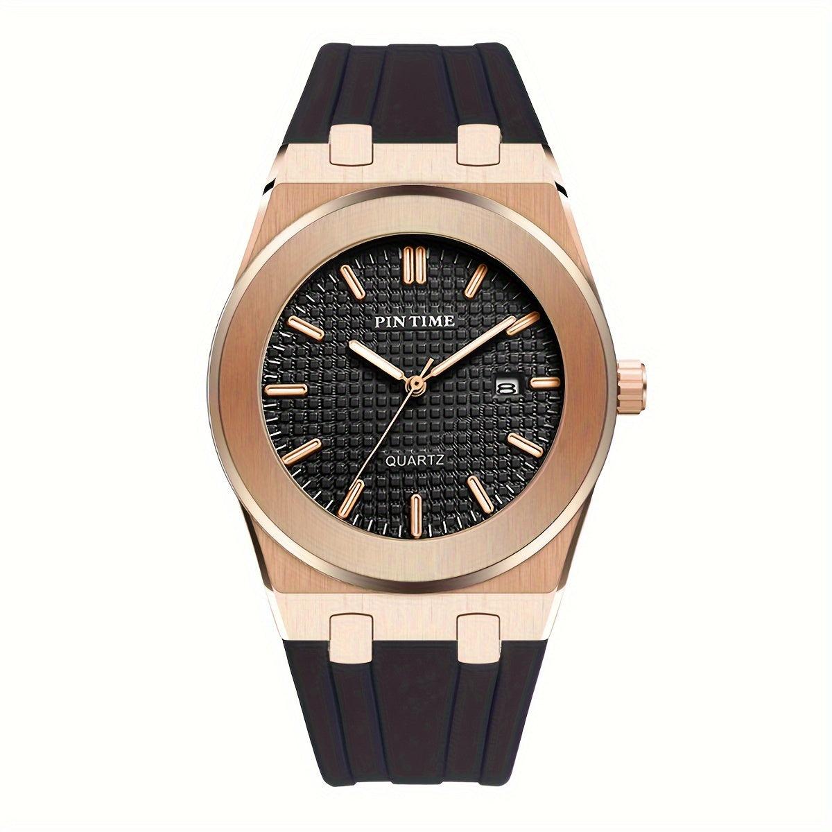 Men's Watch Business Sports Fashion Quartz Watch Calendar Analog Silicone Wrist Watch Date Watch