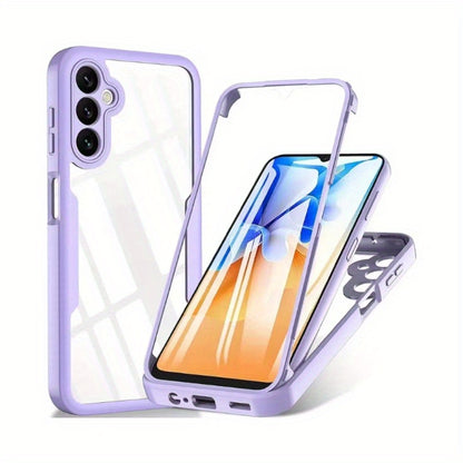 A Comprehensive Protective Case That Covers 360 Degrees, Featuring a Seamless Design for Both Front And Back Screens, Offering Transparent Dual-Sided Protection, Compatible with Samsung Galaxy A15, A16, A55, S25, S25PLUS, And