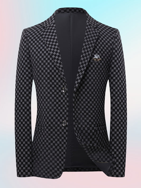 Oversized Embroidered Checkered Warm Coat for Spring, Autumn, And Winter.