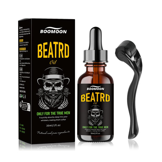 30ml BOOMOON Beard Oil, Moisturizing & Cleaning Formula, Jojoba & Rose Hip Seed Oil, Paraben Free, for Soft & Shiny Beard, with 1 Liquid Oz