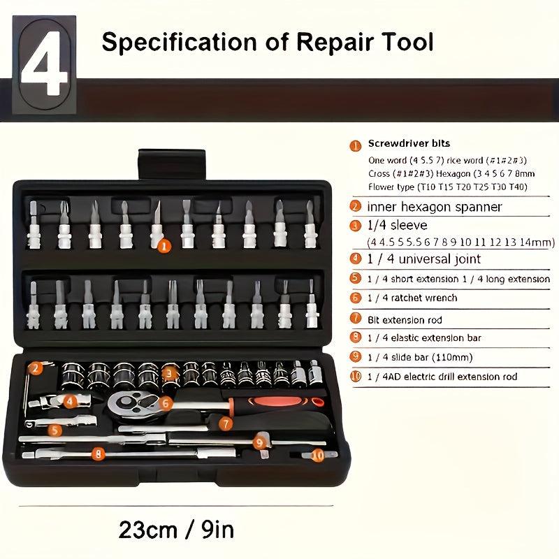 3pcs Premium Automotive Tool Set, 46/53/150pcs Upgrade, Multi-Functional Maintenance Kit for Cars, Motorcycles, and Industrial Equipment, Home Repair Toolbox, No Battery Required