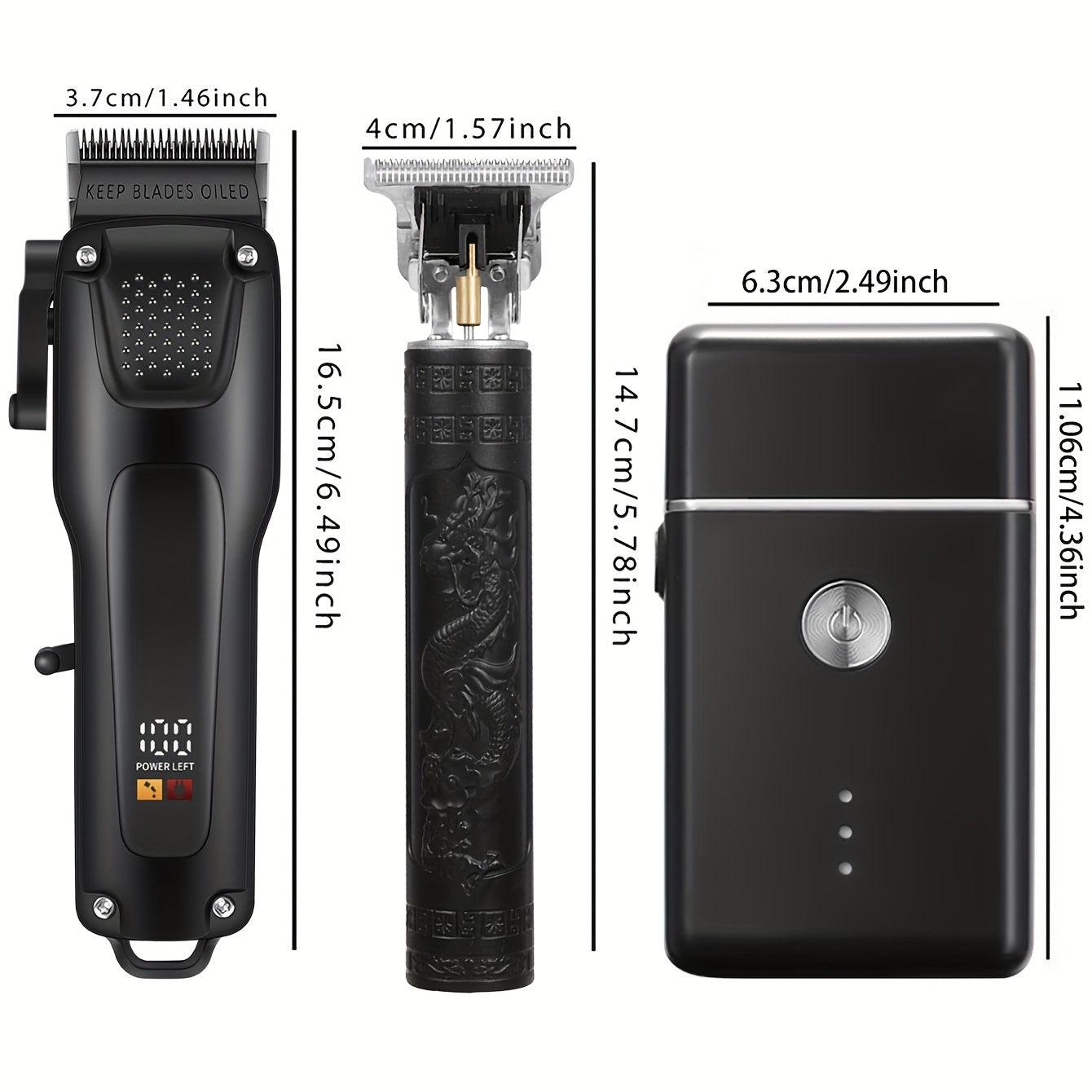 3pcs/1set Professional Hair and Beard Beauty Kit Including Electric Shaver and T-shaped Blade Trimmer Professional, Precision Trimmer Set, Men's Hair Clipper and Trimmer Set Very Suitable for Personal Use