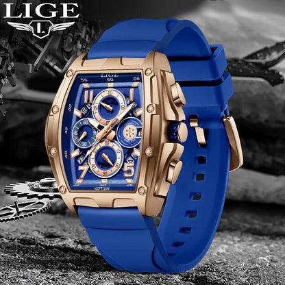 LIGE Premium Men's Quartz Watch Wine Cask Business Men's Watch Multi-function Calendar Chronograph Work Party Preferred Holiday Gift Zinc Alloy Watch In A Variety Of Colors