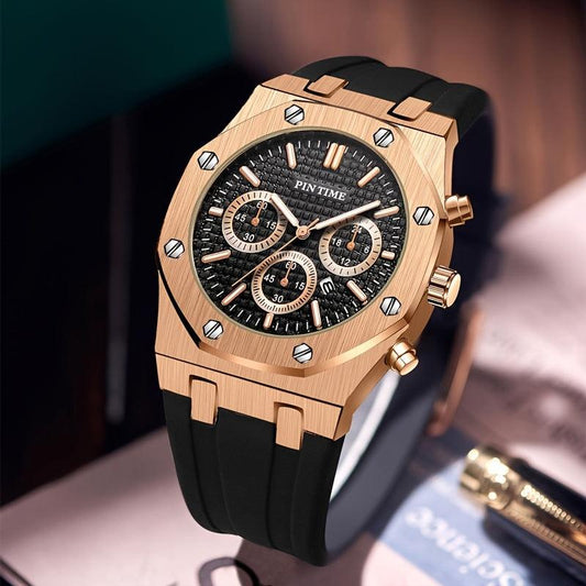 Men's Sports Watch Chronograph Silicone Strap Men's Fashion Waterproof Quartz Watch