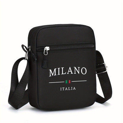 Fashionable Milan Italy Pattern Mini Oxford Crossbody Bag - 1pc Adjustable Shoulder Strap - Perfect Halloween Gift