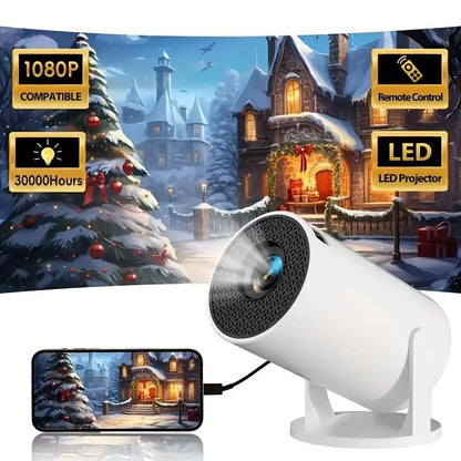 Compact HD Mini Projector - High Brightness LED, 1080P Support, Compatible with Smartphones/Tablets/Laptops/TV Sticks, Adjustable 180° Projection Angle, EU Plug, Wireless Screen Sharing up to 30,000 Hours