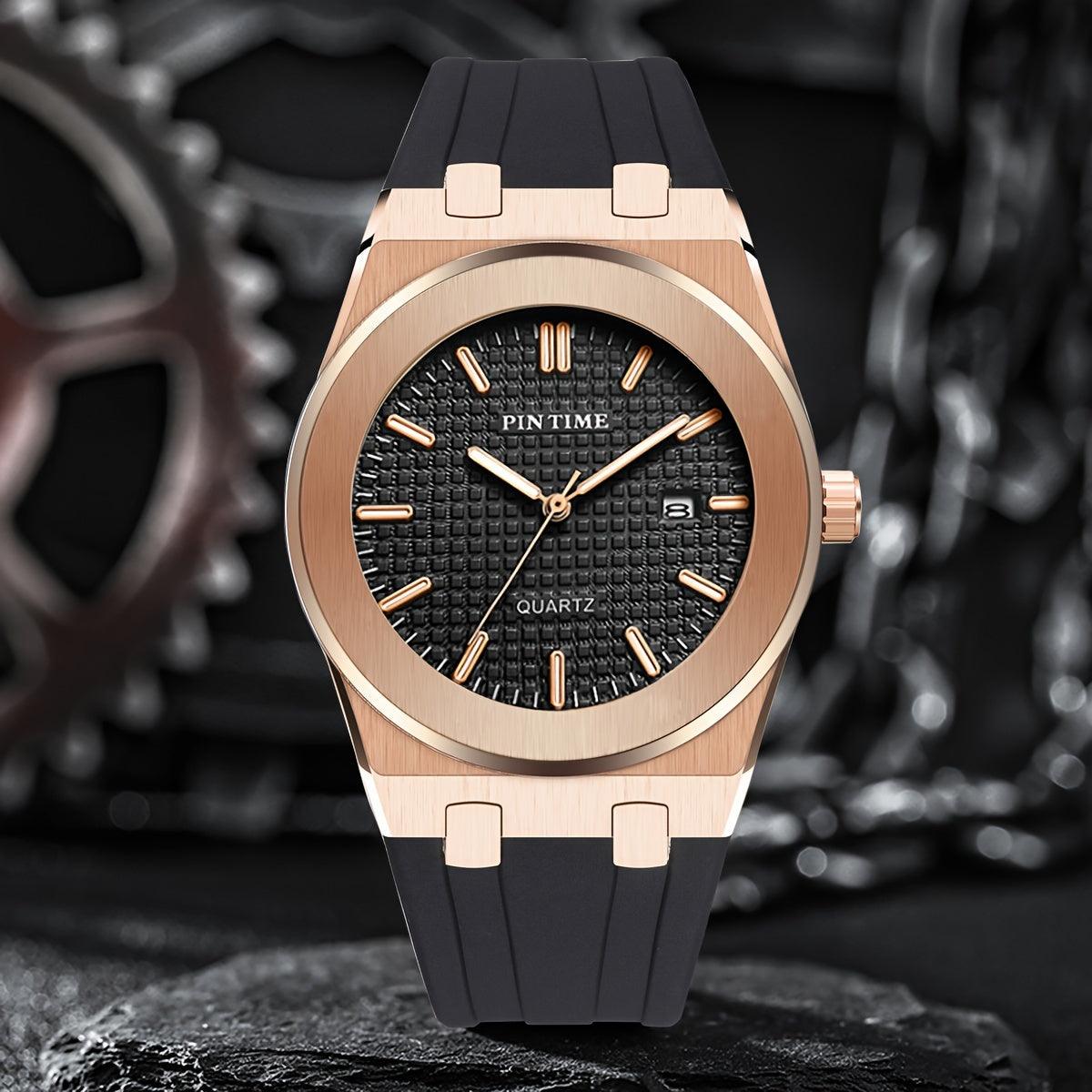 Men's Watch Business Sports Fashion Quartz Watch Calendar Analog Silicone Wrist Watch Date Watch