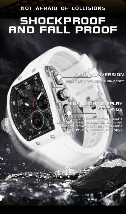 SANDA Brand Luxury Men's Fashion Casual Sports Watches Waterproof Square Dual Display Men's Watches Clock