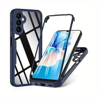 A Comprehensive Protective Case That Covers 360 Degrees, Featuring a Seamless Design for Both Front And Back Screens, Offering Transparent Dual-Sided Protection, Compatible with Samsung Galaxy A15, A16, A55, S25, S25PLUS, And