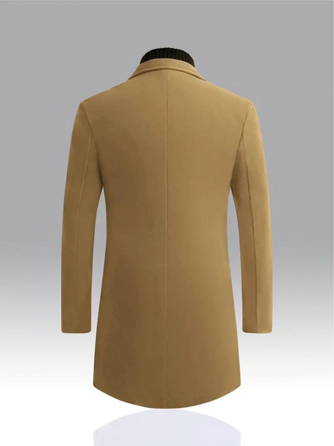 2025 Spring And Autumn Men'S Elegant Mid-Length Coat, Casual And Versatile, Single-Breasted Polyester, Suitable for Autumn/Winter Business Style, Loose Fit