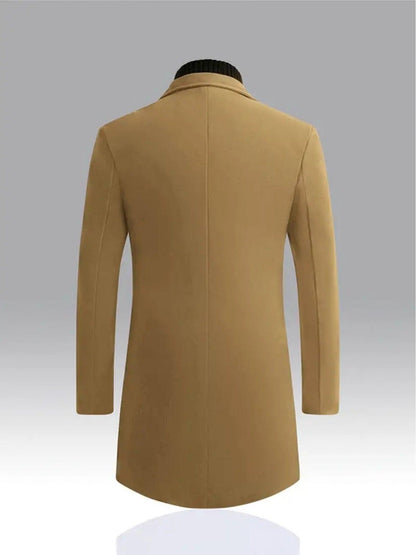 2025 Spring And Autumn Men'S Elegant Mid-Length Coat, Casual And Versatile, Single-Breasted Polyester, Suitable for Autumn/Winter Business Style, Loose Fit